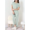 Viskon Kumaş Kısa Kol Pijama Takımı Mint - 31859.2123.