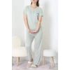 Viskon Kumaş Kısa Kol Pijama Takımı Mint1 - 31859.2123.