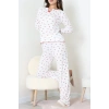 Viskon Ribana Baharlık Fiyonklu Pijama Takımı Kiraz - 785.1287.