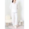 Viskon Ribana Baharlık Fiyonklu Pijama Takımı Pembefiyonk - 785.1287.