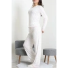 Viskon Ribana Baharlık Pijama Takımı Beyazçiçek - 791.1287.