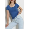 Viskon Yuvarlak Yaka Kısa Kol Body Mavi - 70883.2127.