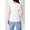 Volanlı Sıfır Kollu Ribana Bluz Ekru - 22070.200.