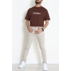Wortex Oversize Erkek Tişört Kahve - 31690.1878.