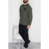Yakası Düğmeli İnterlok Erkek Pijama Takımı Haki - 52078.1050.