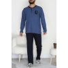 Yakası Düğmeli İnterlok Erkek Pijama Takımı Lacivert - 52078.1050.