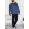 Yakası Düğmeli İnterlok Erkek Pijama Takımı Lacivert - 52078.1050.