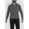 Yakası Fermuarlı Erkek Triko Füme - 2550.2052.
