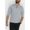 Yakası Fermuarlı Erkek Triko Gri - 2540.2052.