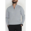 Yakası Fermuarlı Erkek Triko Gri - 2540.2052.