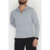 Yakası Fermuarlı Erkek Triko Gri - 2550.2052.