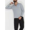 Yakası Fermuarlı Erkek Triko Gri - 2550.2052.