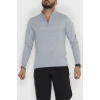 Yakası Fermuarlı Erkek Triko Gri - 2550.2052.