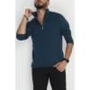 Yakası Fermuarlı Erkek Triko Petrol - 2540.2052.