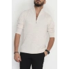Yakası Fermuarlı Erkek Triko Taş - 2540.2052.