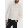 Yakası Fermuarlı Erkek Triko Taş - 2540.2052.