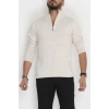 Yakası Fermuarlı Erkek Triko Taş - 2550.2052.