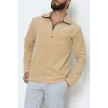 Yakası Fermuarlı Polar Erkek Sweat Bej - 51269.1937.
