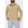Yakası Fermuarlı Polar Erkek Sweat Bej - 51269.1937.