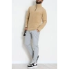 Yakası Fermuarlı Polar Erkek Sweat Bej - 51269.1937.