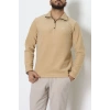 Yakası Fermuarlı Polar Erkek Sweat Camel - 42556.1937.