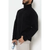 Yakası Fermuarlı Polar Erkek Sweat Siyah - 51269.1937.