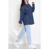 Yakası Taşlı Kot Ceket Lacivert - 10033.2059.