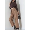 Yan Bağlama Detaylı Dabıl Kumaş Pantolon Latte - 51611.683.