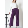 Yan Bağlama Detaylı Dabıl Kumaş Pantolon Mor - 51611.683.
