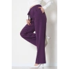 Yan Bağlama Detaylı Dabıl Kumaş Pantolon Mor - 51611.683.