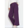 Yan Bağlama Detaylı Dabıl Kumaş Pantolon Mor - 51611.683.