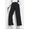 Yan Bağlama Detaylı Dabıl Kumaş Pantolon Siyah - 51611.683.