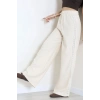 Yanı Garnili Keten Pantolon Taş - 8110.1437.