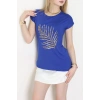 Yaprak İşlemeli Viskon Bluz Saks - 70649.599.