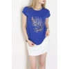Yaprak İşlemeli Viskon Bluz Saks - 70649.599.