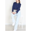 Yarasa Kol Crop Bluz Lacivert - 3104.1247.