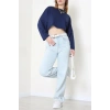 Yarasa Kol Crop Bluz Lacivert - 3104.1247.