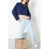 Yarasa Kol Crop Bluz Lacivert - 3104.1247.