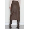 Yıkama Efektli Uzun Deri Etek Antikkahve - 40906.444.