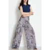 Yüksek Bel Bol Paça Pantolon Gri - 32252.1857.