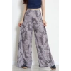 Yüksek Bel Bol Paça Pantolon Gri - 32252.1857.