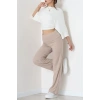 Yumoş Kumaş Beli Katlamalı Pantolon Latte - 51097.2114.