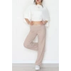 Yumoş Kumaş Beli Katlamalı Pantolon Latte - 51097.2114.