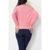 Yumoş Kumaş Kayık Yaka Omuz Düşümlü Bluz Pembe - 31706.2114.