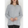 Yün Çilek Büyük Beden Bluz Gri - 51065.2114.