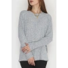 Yün Çilek Büyük Beden Bluz Gri - 51065.2114.