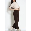 Zra Krep Lastikli Çımalı Pantolon Acıkahve - 51251.1837.
