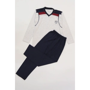 10-16 Yaş Garnili Erkek Çocuk Pijama Takımı Gribordo - 50715.1838.