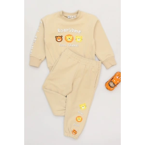 2-5 Yaş Şardonlu Yumoş Kumaş Takım Bej - 1264029.1576.