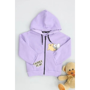 2-6 Yaş Çocuk Panda Baskılı Kapşonlu Lila - 623611.1576.